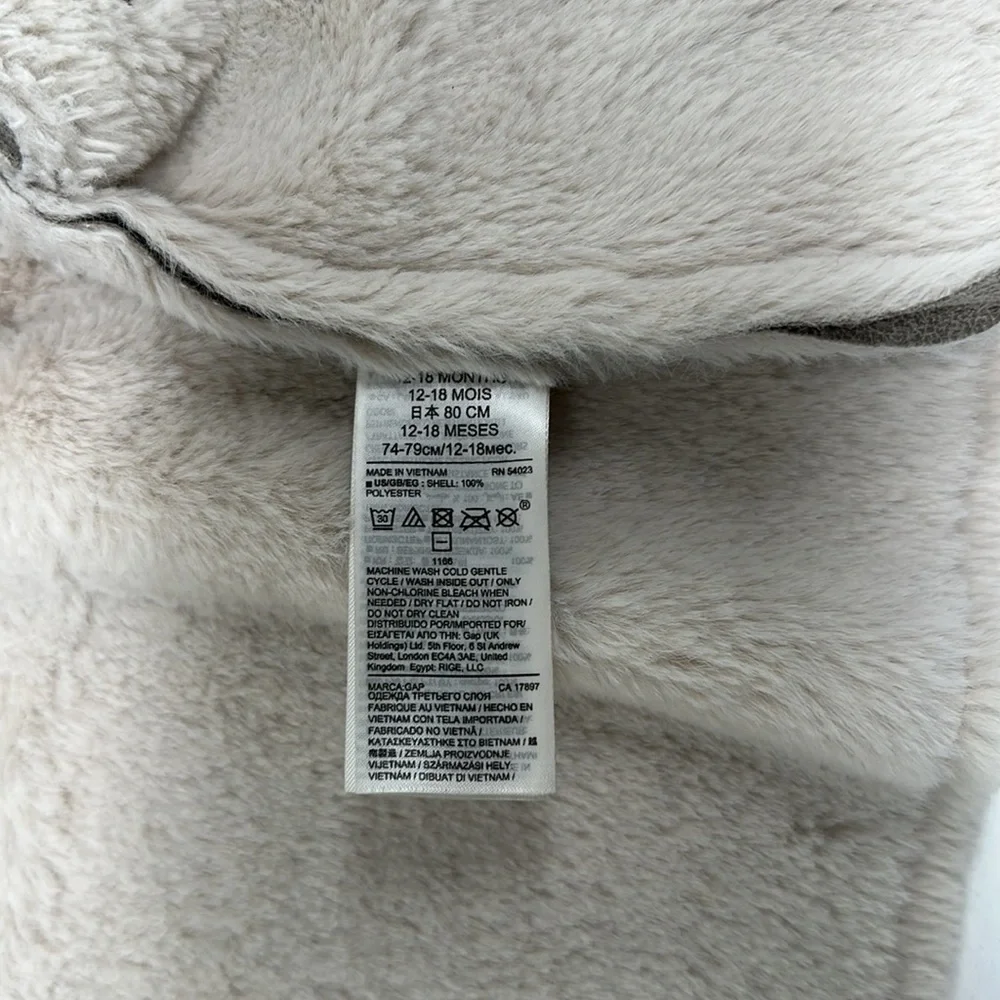 Baby Gap Metallic Faux Fur Lining Coat Size 12-18months